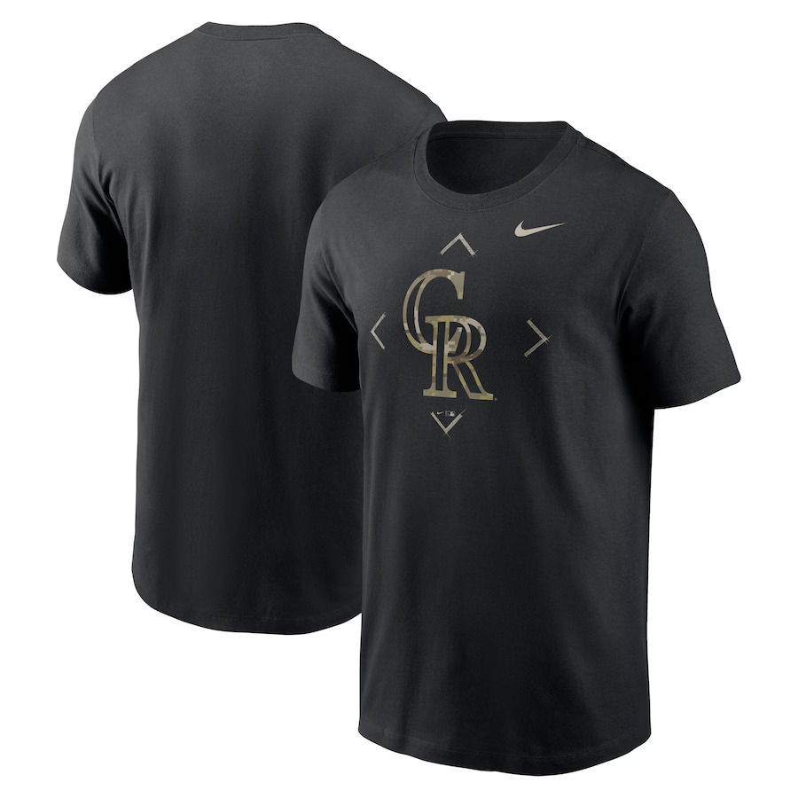Men 2025 MLB Colorado Rockies Nike Black T-shirt->mlb t-shirts->Sports Accessory